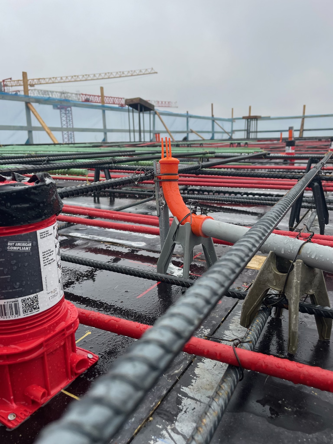 Stub-EASE II™ system secured among rebar grid on active deck