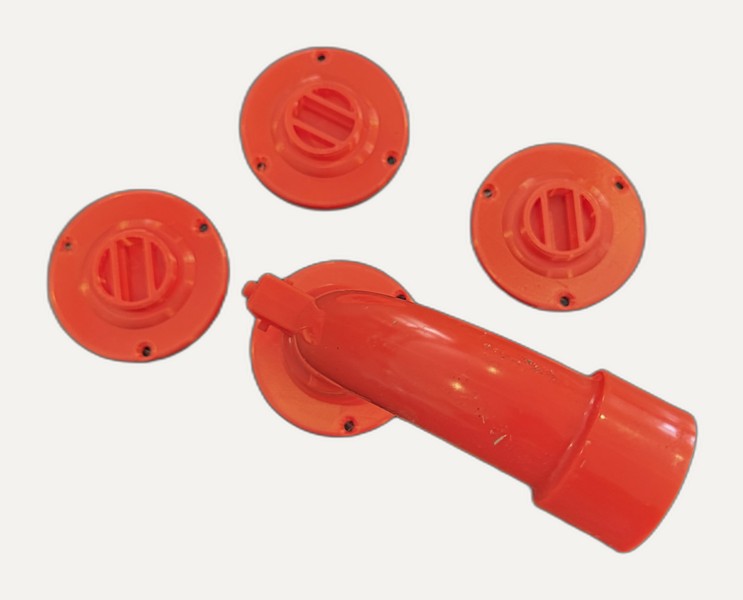 Stub-Down™ assembled and loose plates showing flange geometry