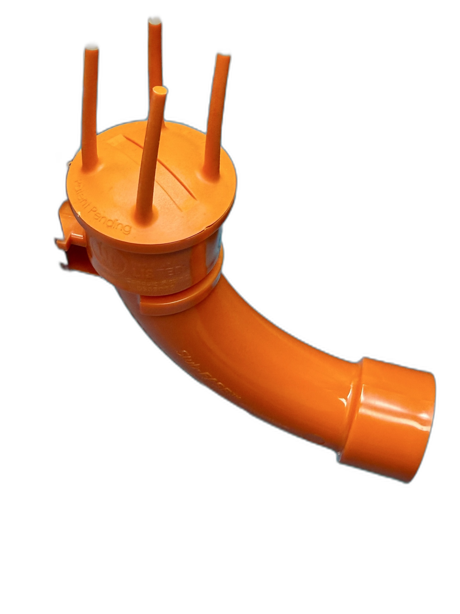 Stub-EASE II™ complete system — Stand-EASE™ galvanized support, Bend-EASE™ elbow, and Stub-EASE II™ cap assembled and ready for install
